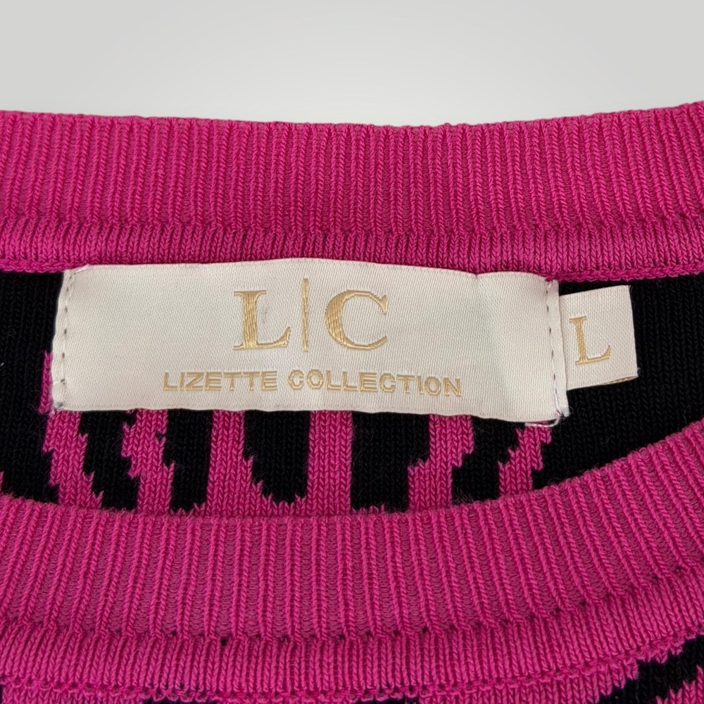 Lizette Collection Sweater Womens L Pink Eye Graphic Knit Y2K Pullover - Picture 5 of 7